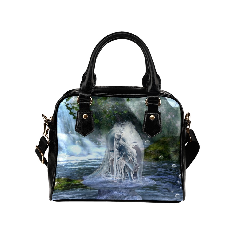 Unicorn and Magical Waterfall Shoulder Handbag (Model 1634)