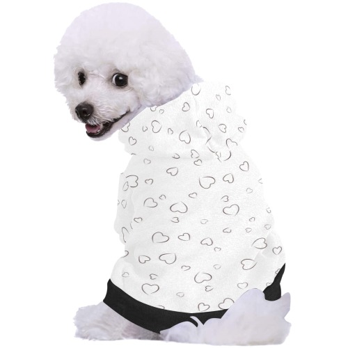 White Hearts Floating Pet Dog Hoodie