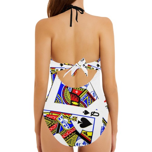 PLAYING CARDS-2 Backless Hollow Out Bow Tie Swimsuit (Model S17)