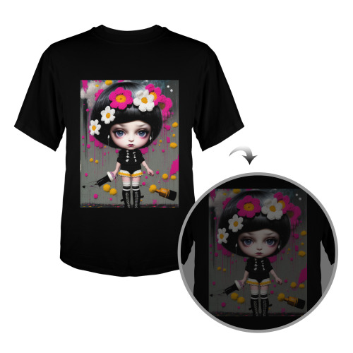 cute gothic knit crochet girl Men's Glow in the Dark T-shirt (Front Printing)
