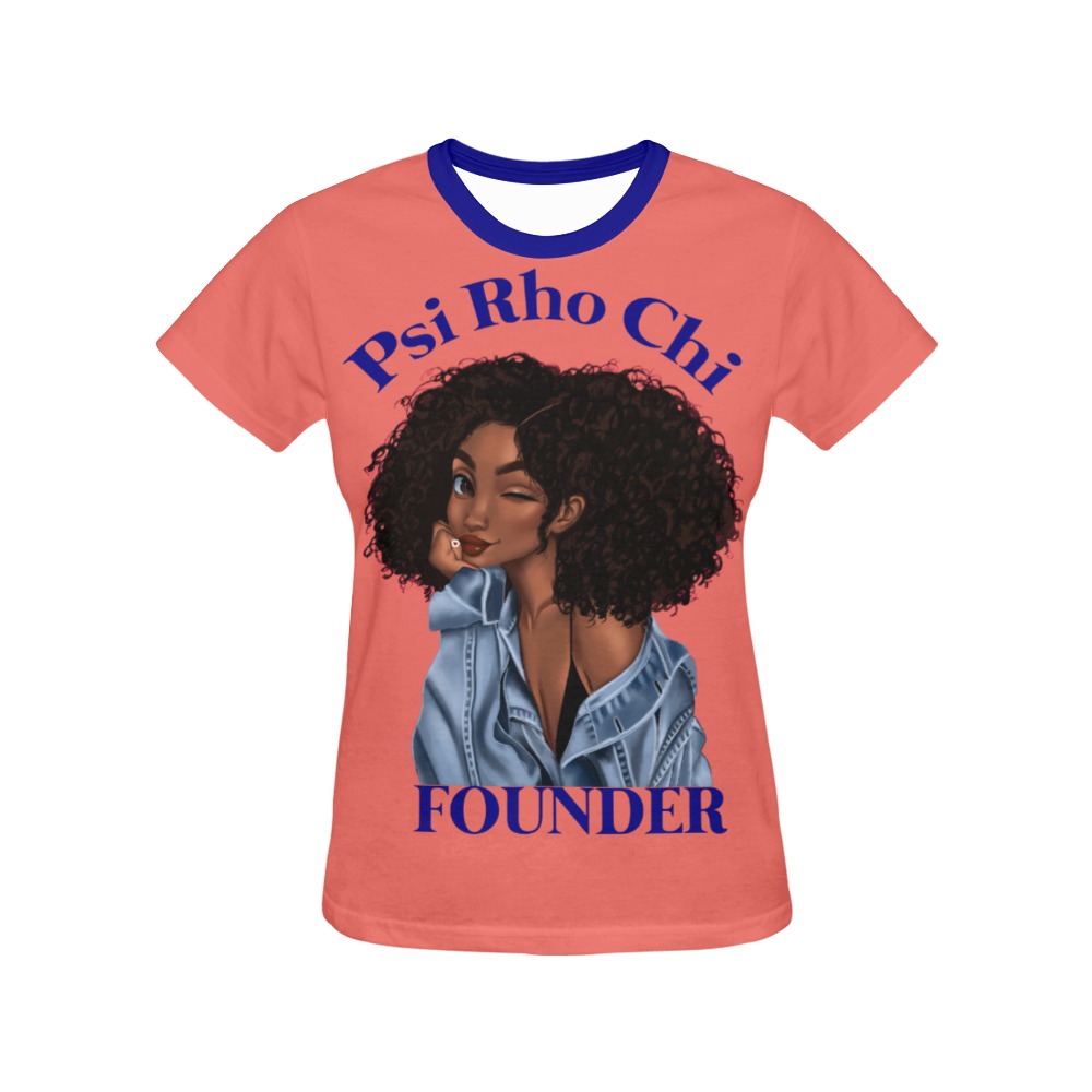 Founders Tee Coral All Over Print T-Shirt for Women (USA Size) (Model T40)