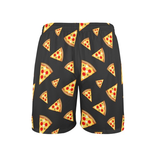 Cool and fun pizza slices pattern dark gray Men's All Over Print Elastic Beach Shorts (Model L20-2)
