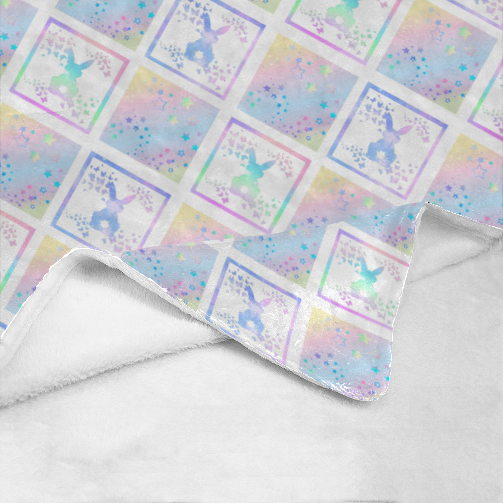 Bunny Magic Square Patch Artwork Design Ultra-Soft Micro Fleece Blanket 30''x40''