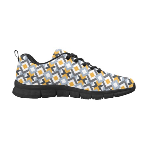Retro Angles Abstract Geometric Pattern Women's Breathable Running Shoes (Model 055)
