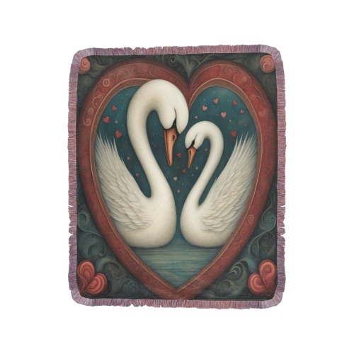Swan Love Ultra-Soft Fringe Blanket 50"x60" (Mixed Pink)