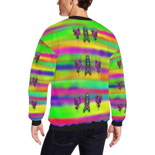 mermaids and unicorn colors for flower joy Men's Oversized Fleece Crew Sweatshirt (Model H18)