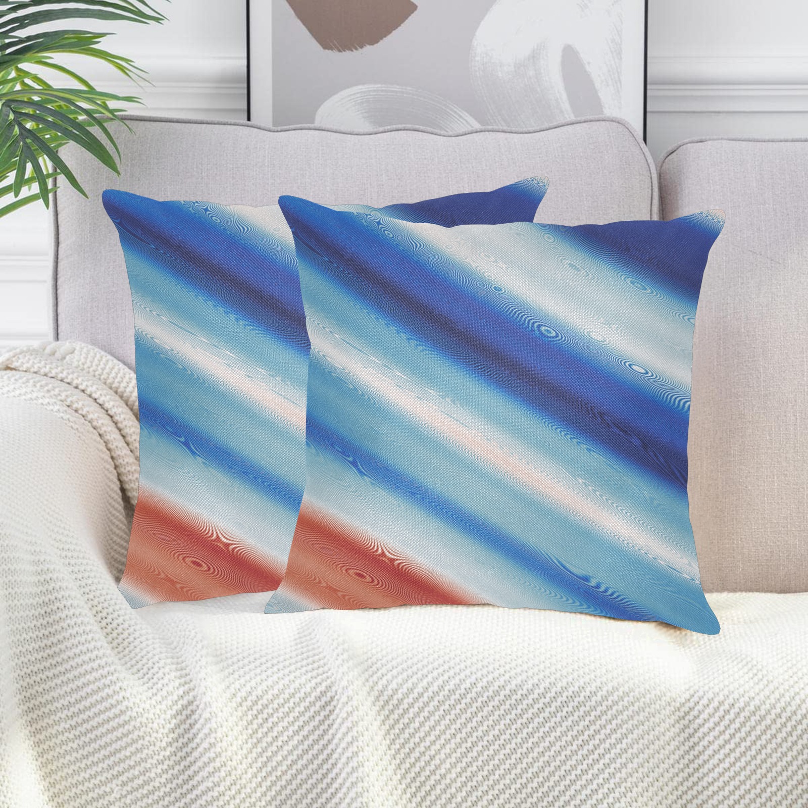 gradientcolors (154) Linen Zippered Pillowcase 18"x18"(Two Sides&Pack of 2)