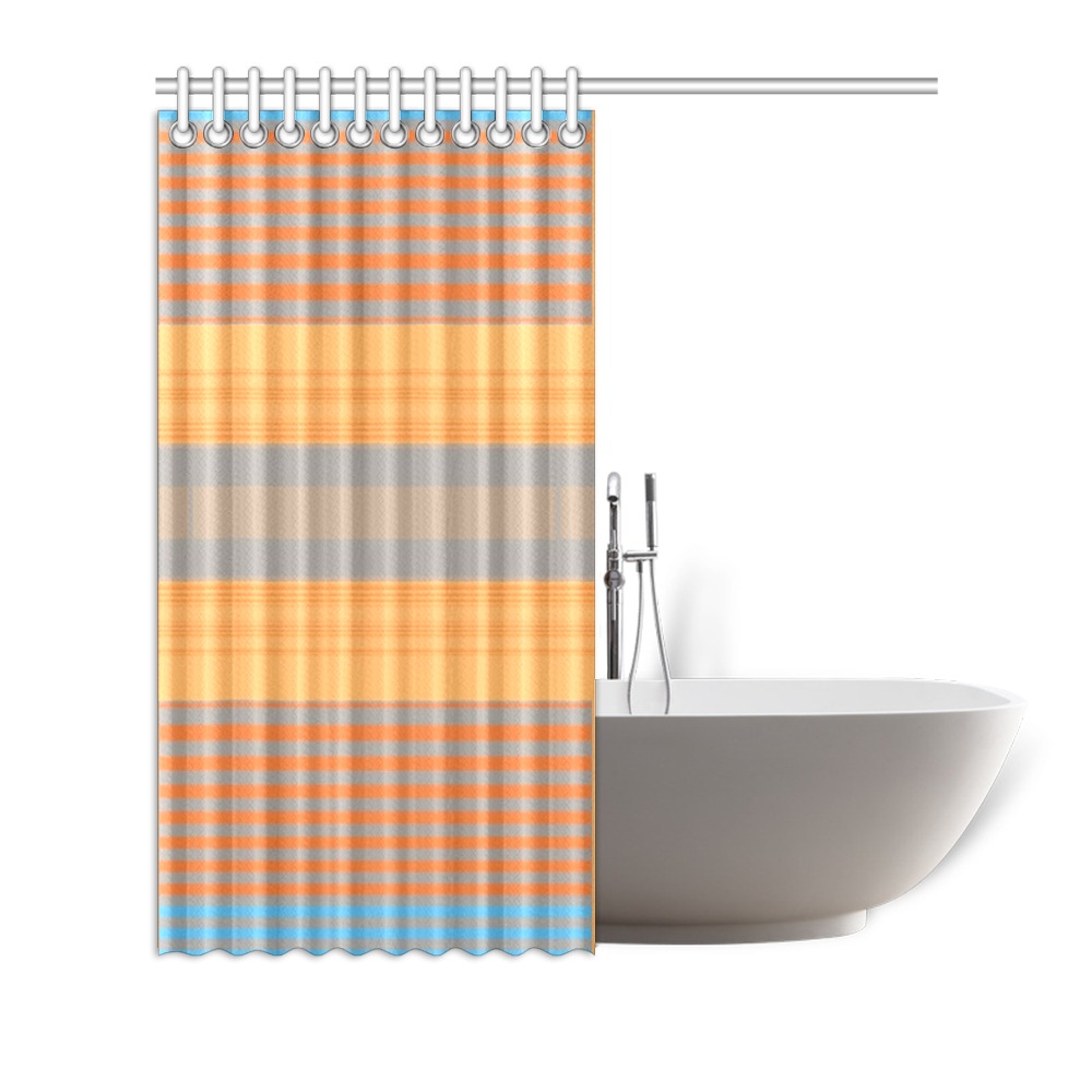 Yellow Orange Blue Stripe Pattern Shower Curtain 66"x72"