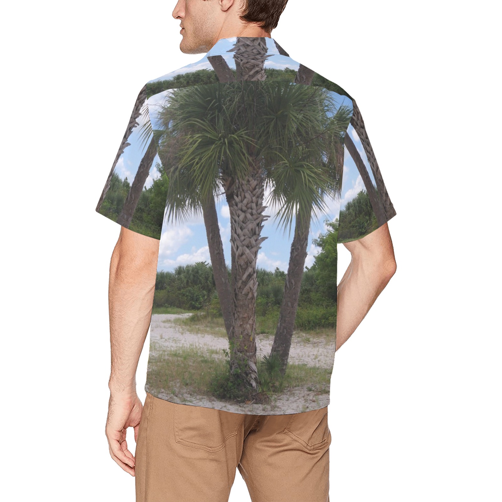 Palm Trees Hawaiian Shirt with Chest Pocket (Model T58)
