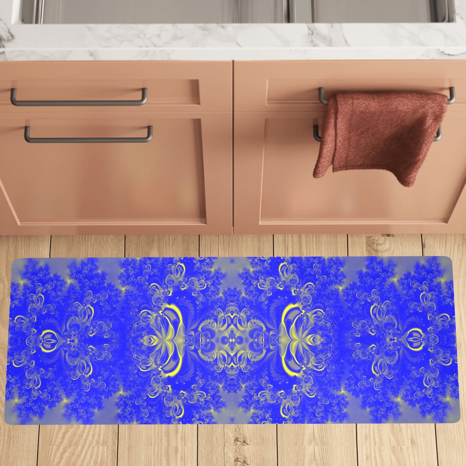Sunlight and Blueberry Plants Frost Fractal Kitchen Mat 48"x17"