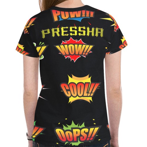 PRESSHA WOW New All Over Print T-shirt for Women (Model T45)