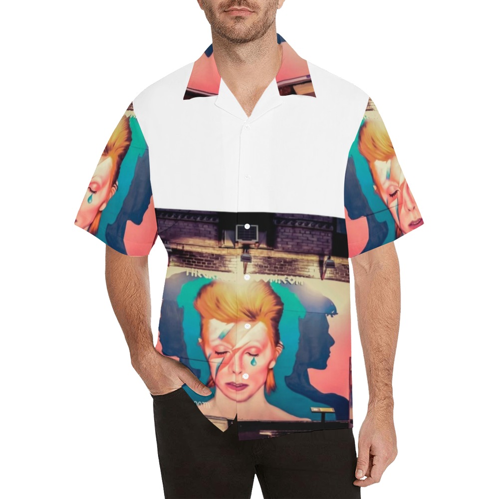 David Bowie Billboard Hawaiian Shirt with Merged Design (Model T58)