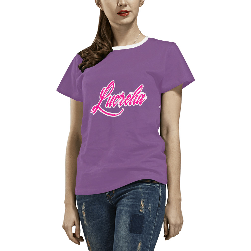 Purple All Over Print T-Shirt for Women (USA Size) (Model T40)