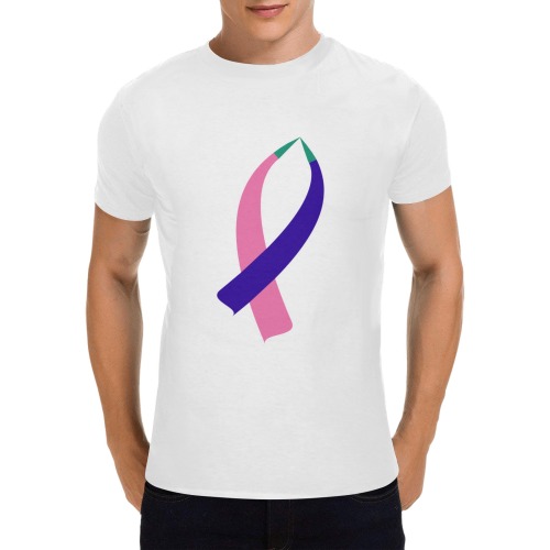 Awareness Ribbon (Thyroid Cancer) Men's T-Shirt in USA Size (Two Sides Printing)