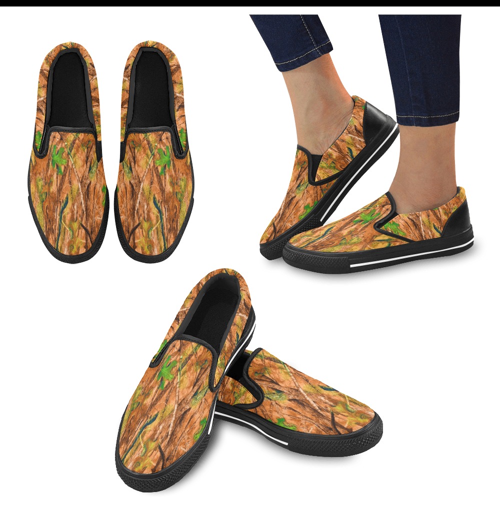 NOMON - Field to Stream to Couch - Enhanced Camo Women's Slip-on Canvas Shoes (Model 019)