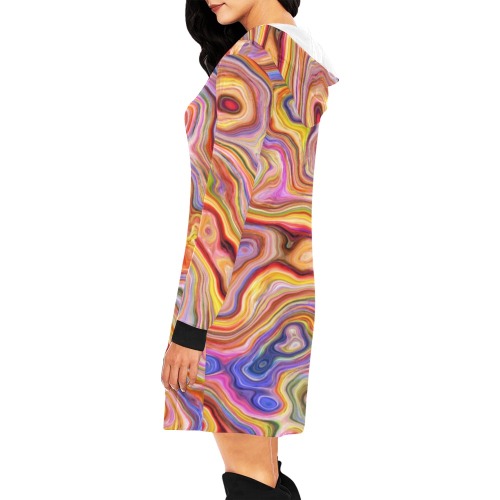Hoodie mini dress 1 All Over Print Hoodie Mini Dress (Model H27)