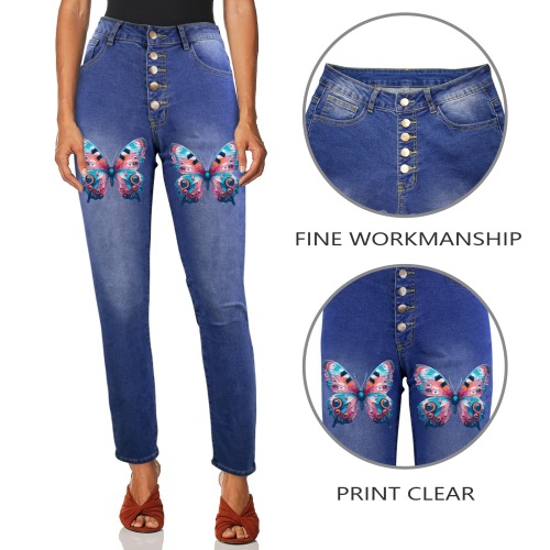 butterfly Women's Jeans (Front Printing)