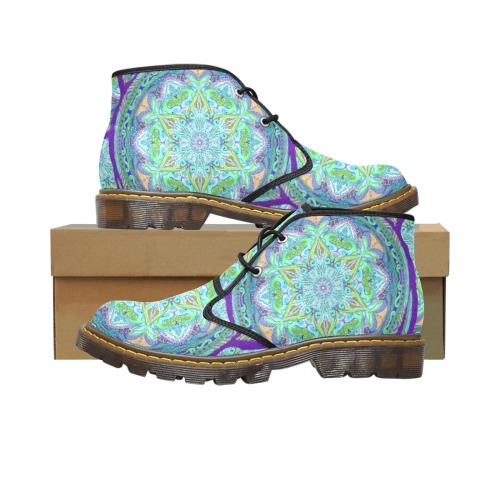 embroidery-green Women's Canvas Chukka Boots (Model 2402-1)