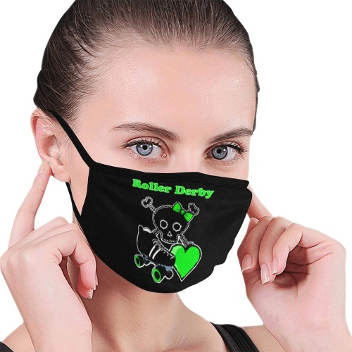 Roller Derby Heart (Green) Mouth Mask