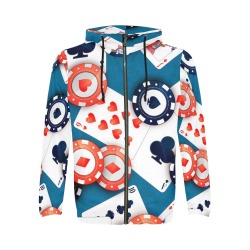 Poker All Over Print Full Zip Hoodie for Men (Model H14)