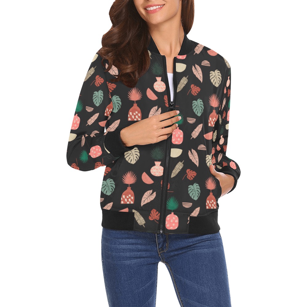 Simple nature in vases 2 All Over Print Bomber Jacket for Women (Model H19)