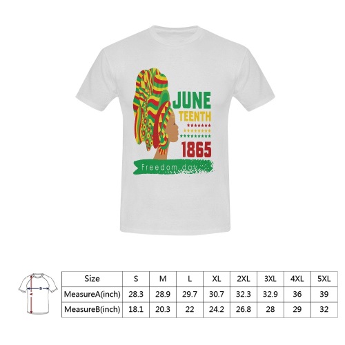Juneteenth Afro Queen White Tee Men's T-Shirt in USA Size (Front Printing Only)