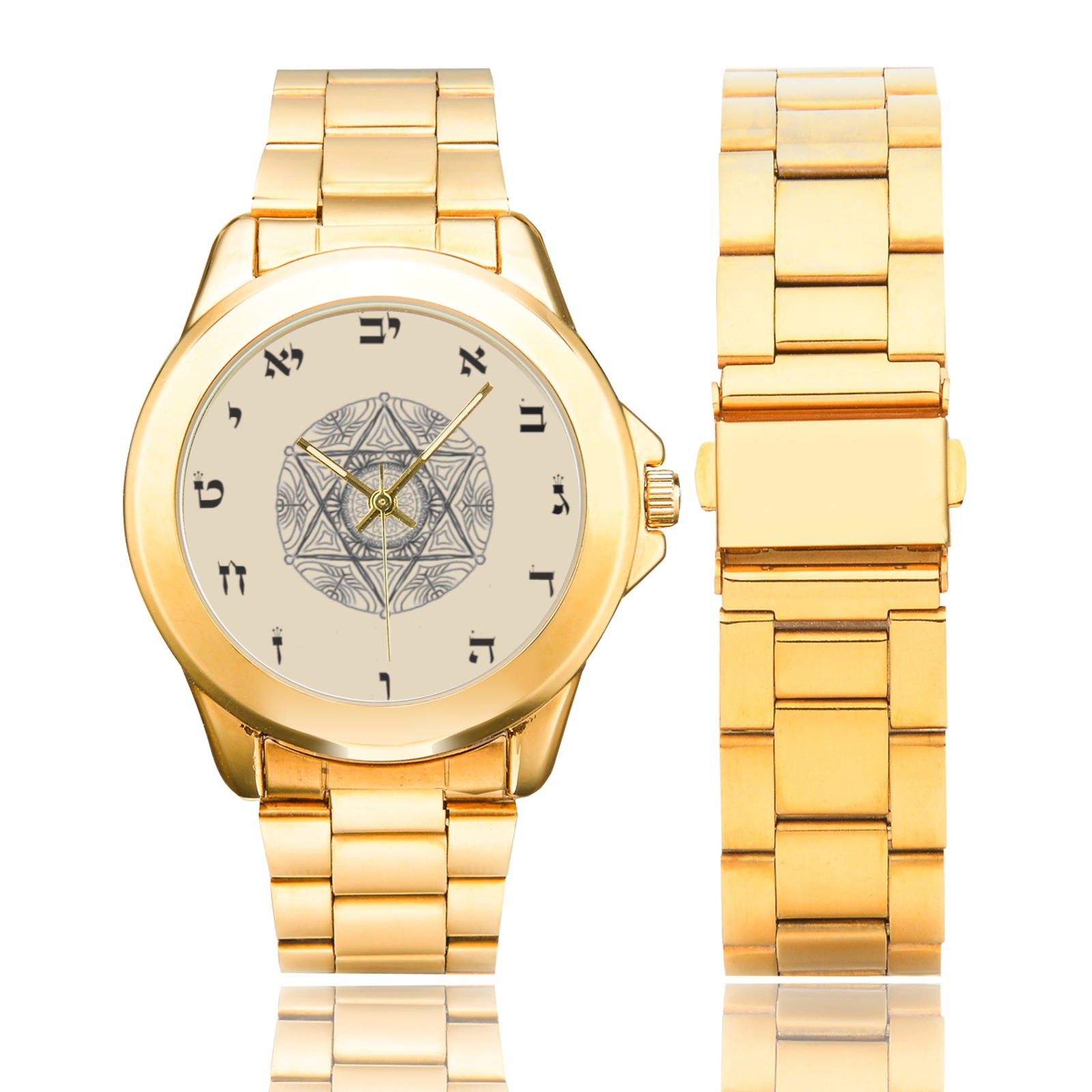 white hebrew letters for watches-maguen david Custom Gilt Watch(Model 101)
