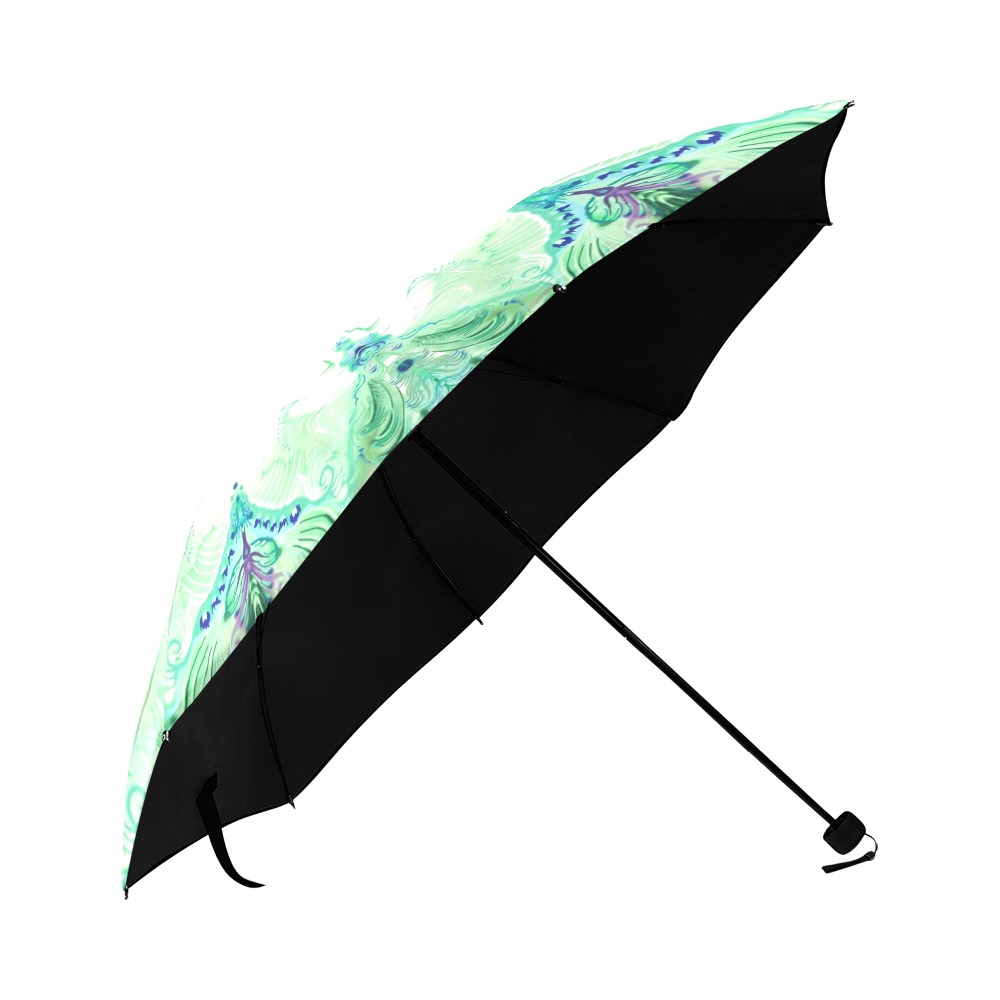 dragon flowers green Anti-UV Foldable Umbrella (U08)