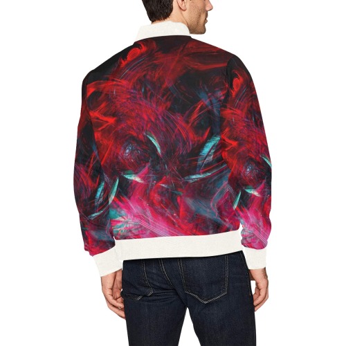 Abstract-Red All Over Print Bomber Jacket for Men (Model H31)