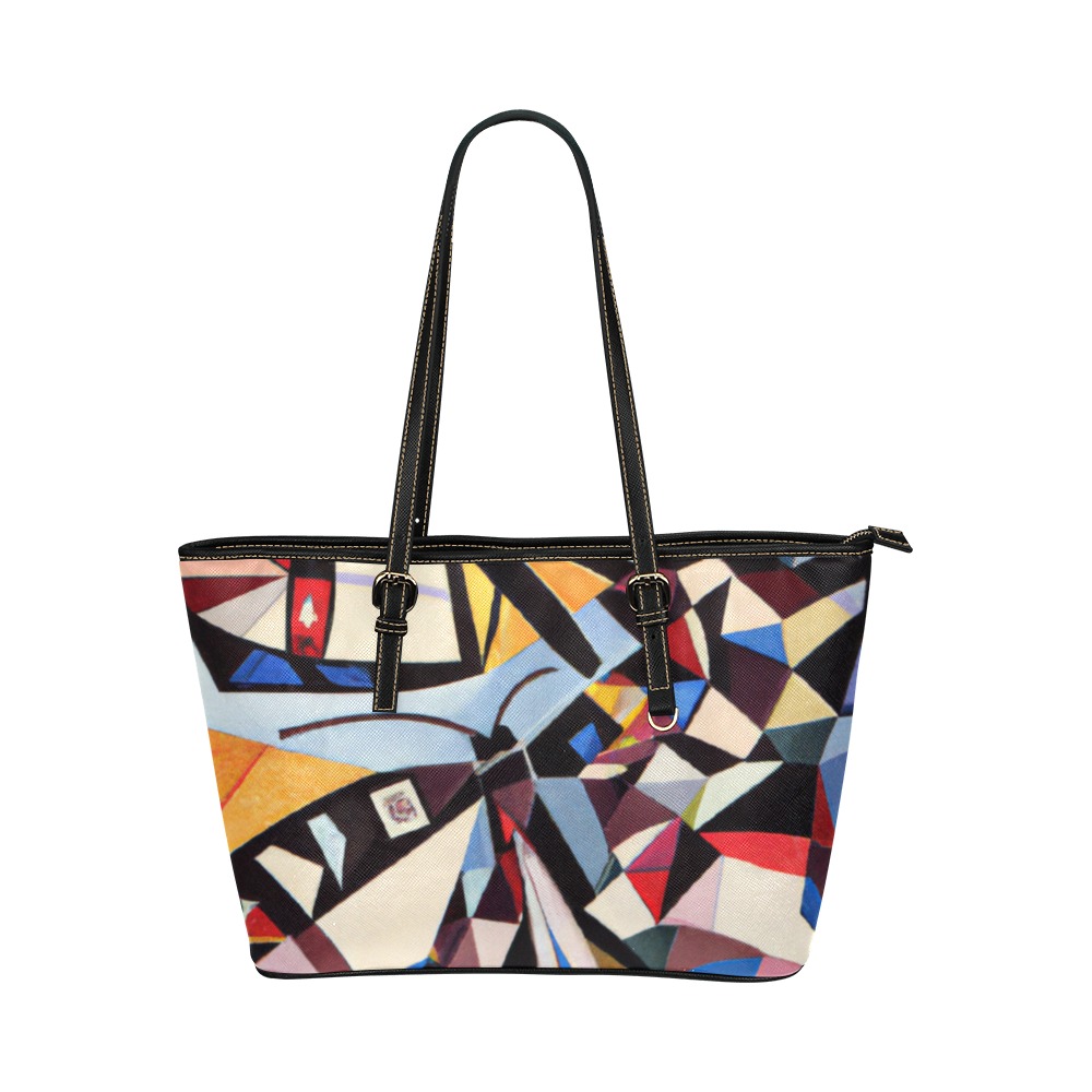 butterflies Leather Tote Bag/Large (Model 1651)
