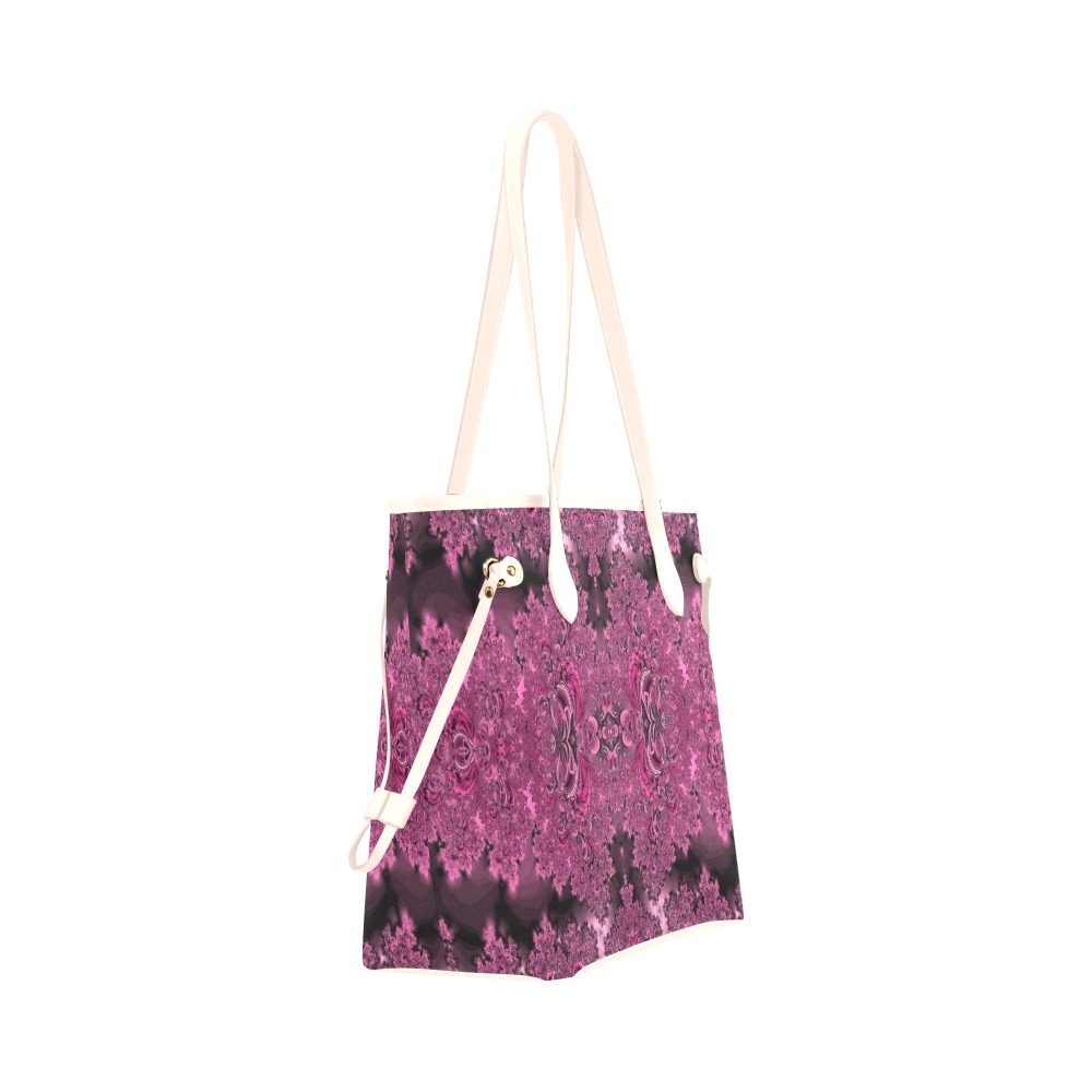 Pink Azalea Bushes Frost Fractal Clover Canvas Tote Bag (Model 1661)