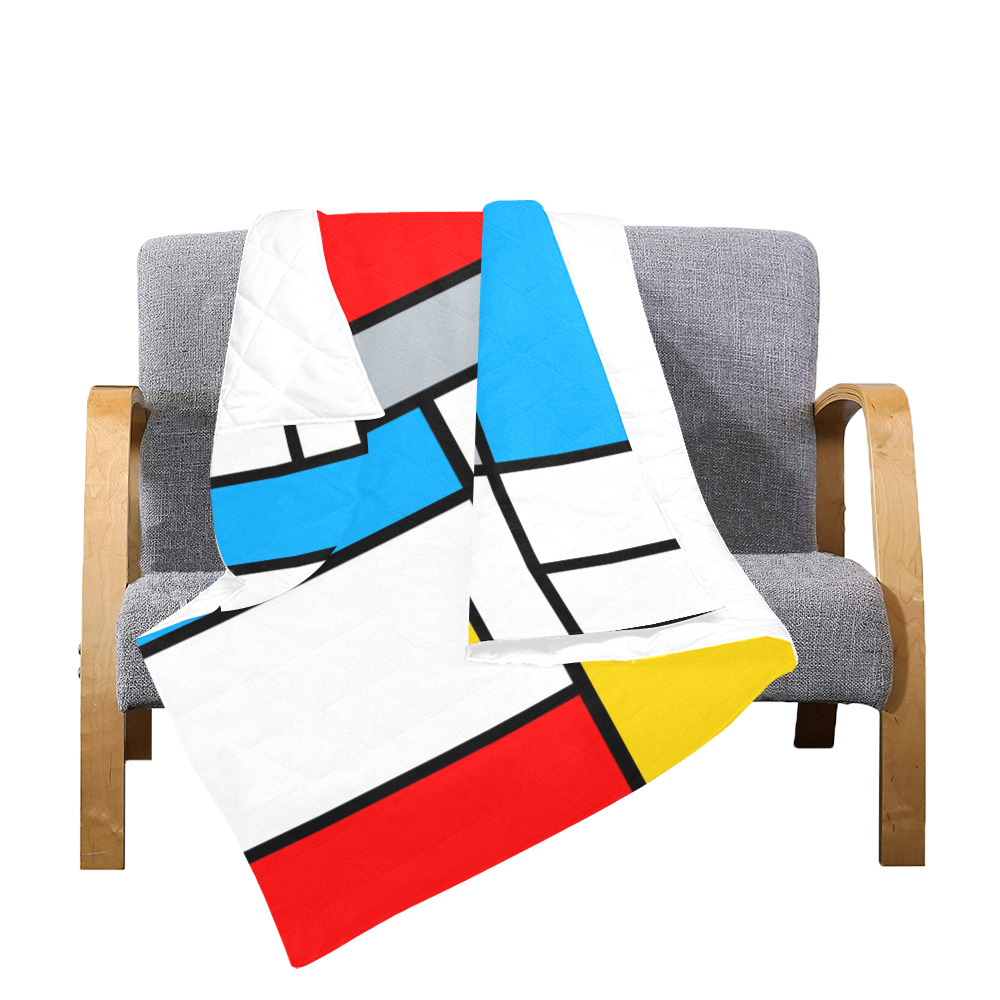 Mondrian Style Color Composition Geometric Retro Art Quilt 60"x70"