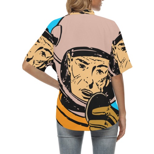 astronaut All Over Print Hawaiian Shirt for Women (Model T58)