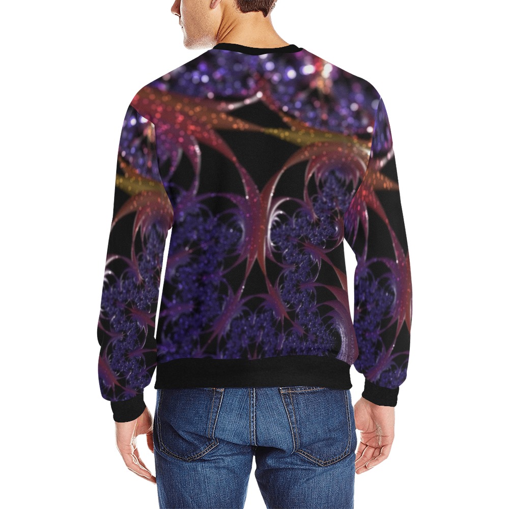 Fractal Men's Rib Cuff Crew Neck Sweatshirt (Model H34)