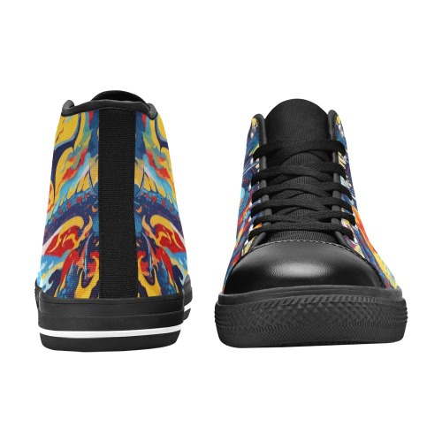 Fantastic dragons in flight. Fire and smoke art. Men’s Classic High Top Canvas Shoes (Model 017)