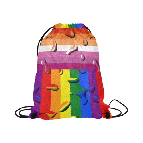 Lesbian Pride Flag Pop Art by Nico Bielow Large Drawstring Bag Model 1604 (Twin Sides)  16.5"(W) * 19.3"(H)