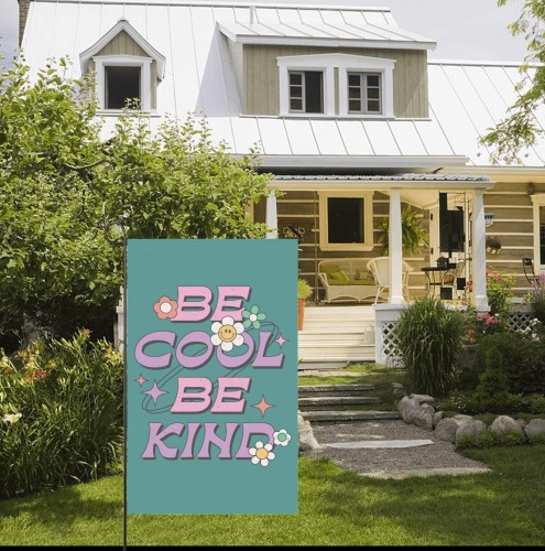 Retro Be Cool Be Kind Garden Flag 36''x60'' (Twin Sides)