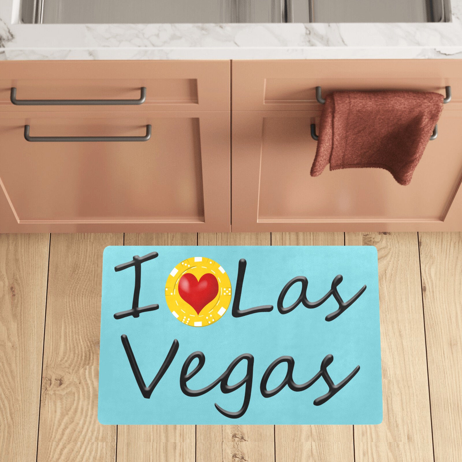 I Love Las Vegas / Blue Kitchen Mat 28"x17"
