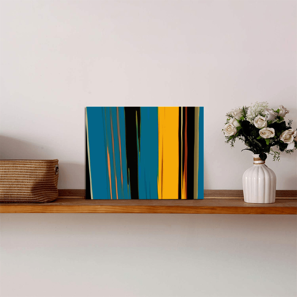 Black Turquoise And Orange Go! Abstract Art Photo Panel for Tabletop Display 8"x6"