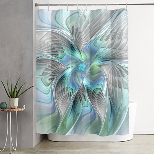 Abstract Blue Green Butterfly Fantasy Fractal Art Shower Curtain 60"x72"