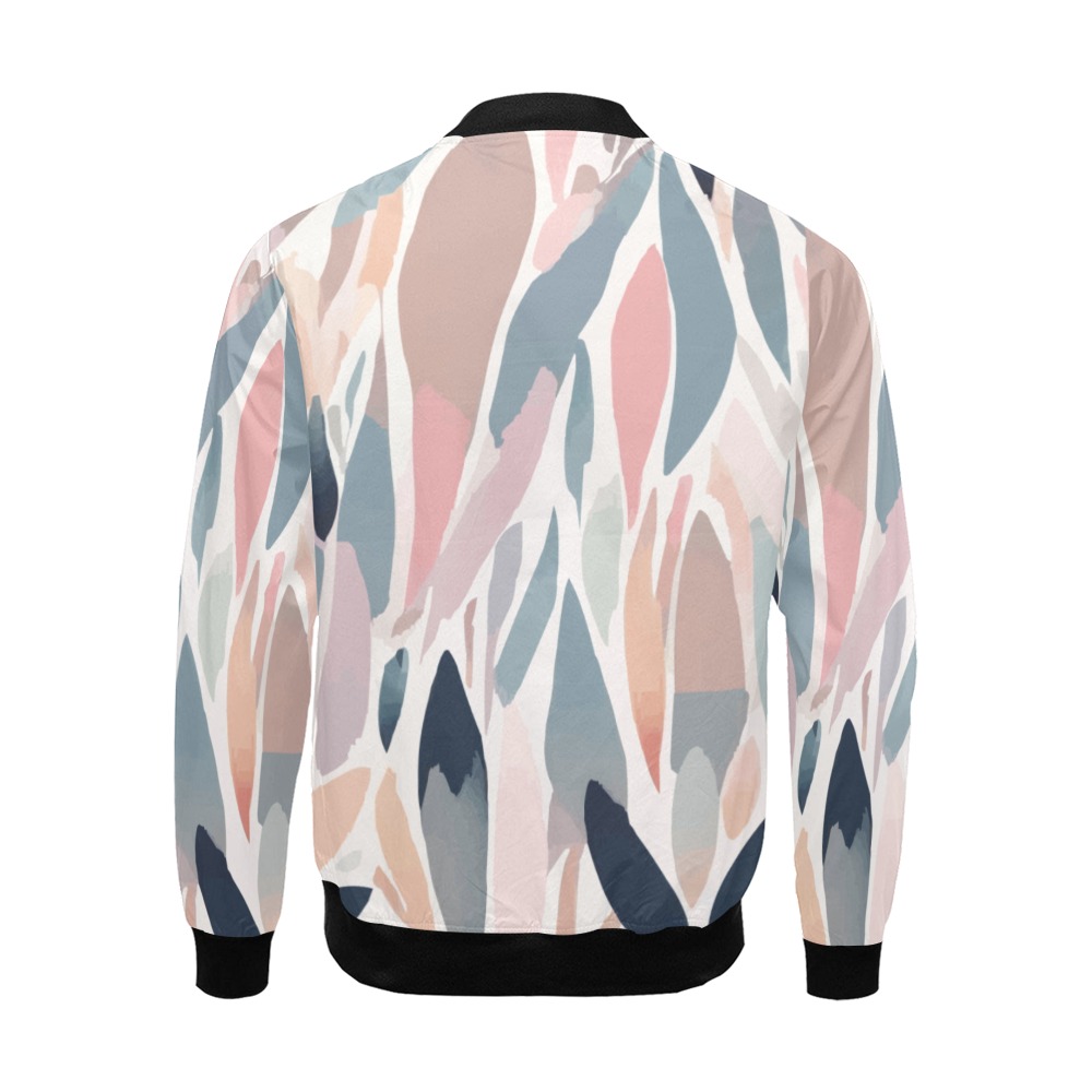 Stylish abstract shapes of pink, blue, gray colors All Over Print Bomber Jacket for Men (Model H19)