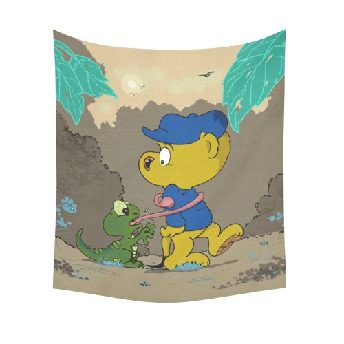 Ferald and The Baby Lizard Cotton Linen Wall Tapestry 51"x 60"