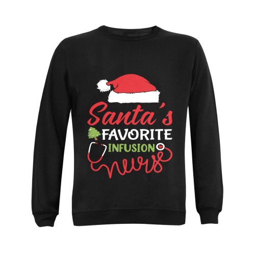 Santa's Favorite Infusion Nurse (BL) Gildan Crewneck Sweatshirt(NEW) (Model H01)