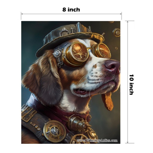 Steam Punk Dog 02 Wood Print 8"x10"