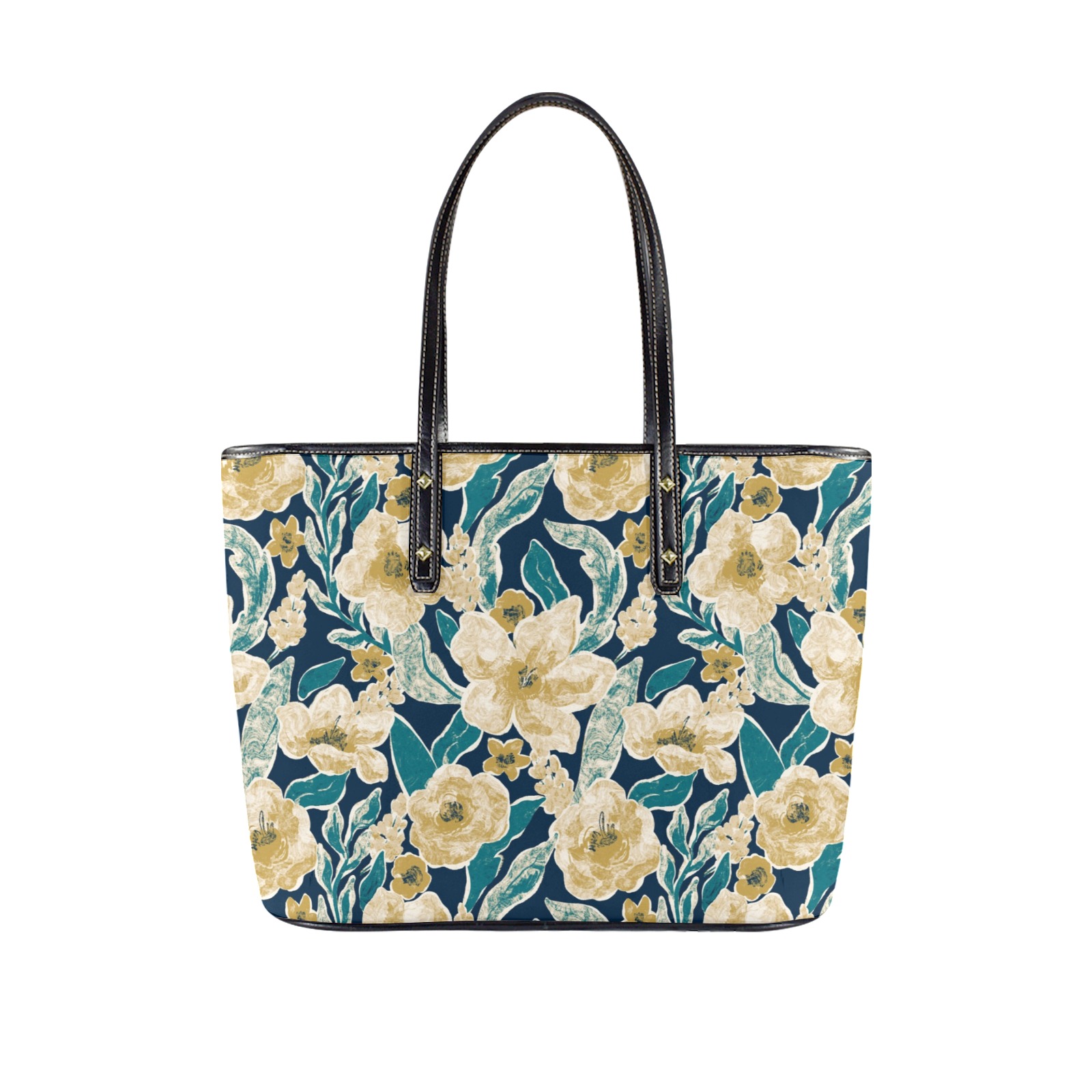 Painted Flowers Chic Leather Tote Bag-New (1709)