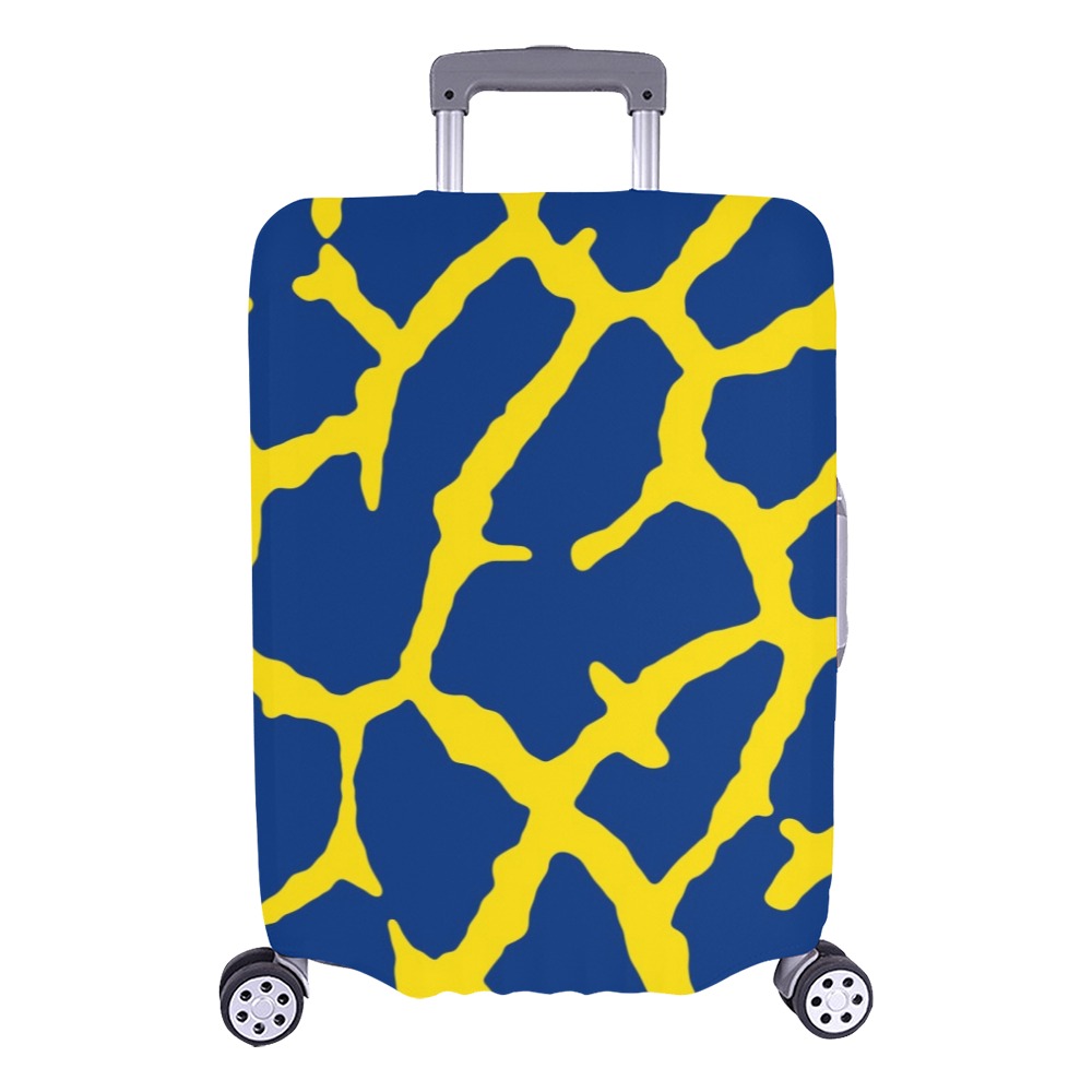 Giraffe Print Navy Yellow Luggage Cover/Large 26"-28"