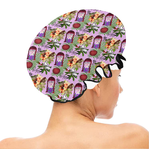 purple glasses girl pattern lilac Shower Cap