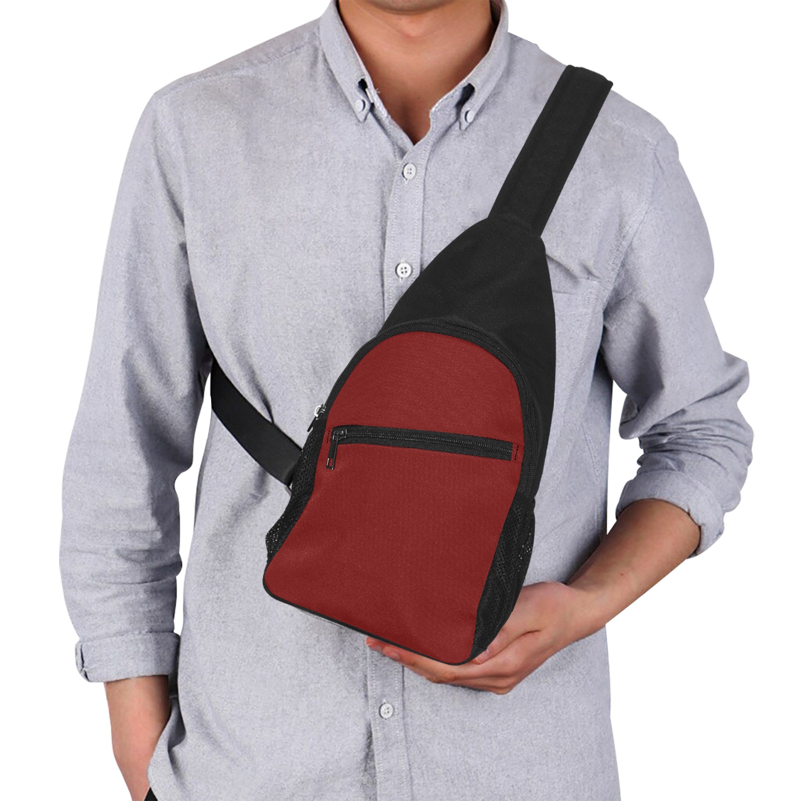 color blood red Chest Bag-Front Printing (Model 1719)