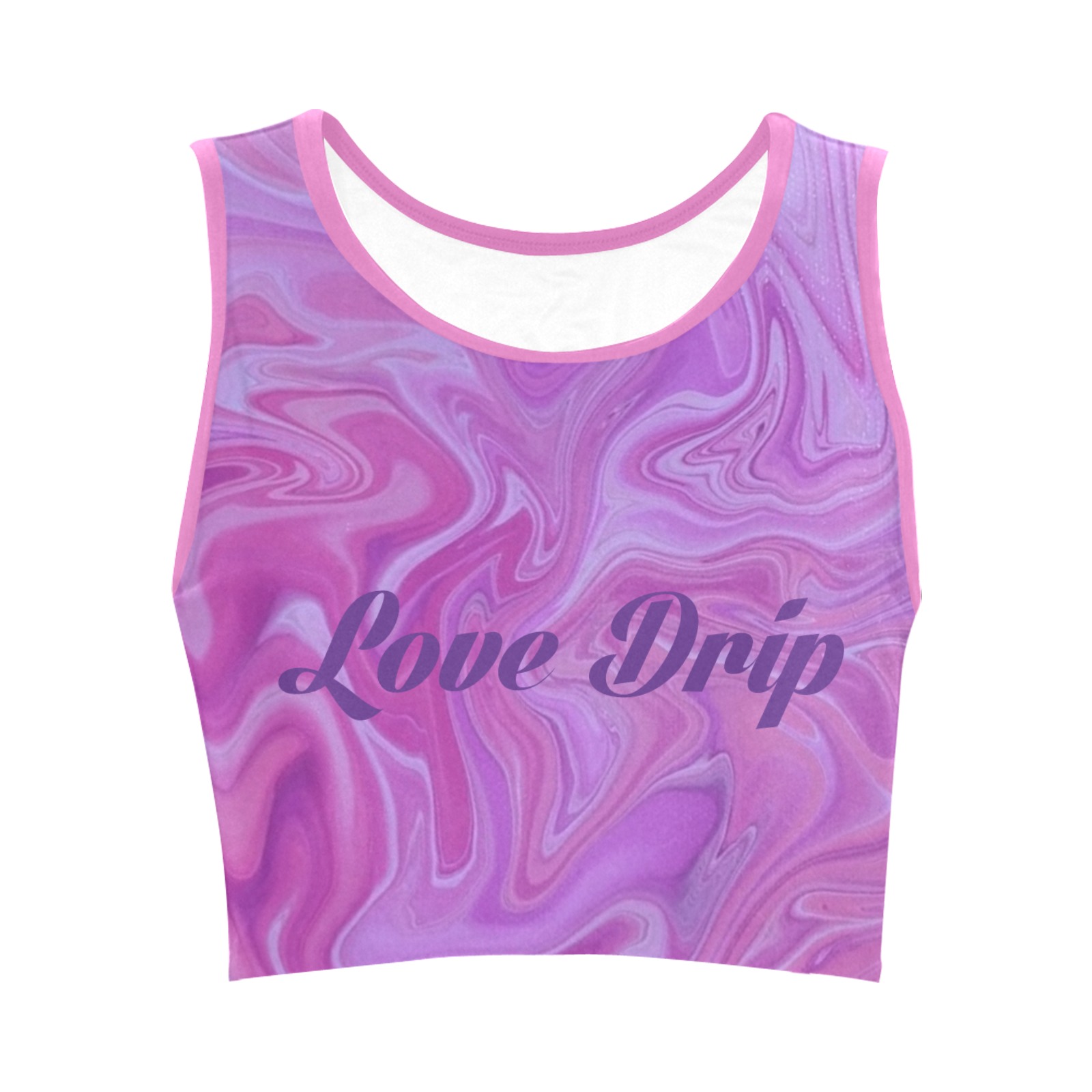 Pink Love Drip Crop Women's Crop Top (Model T42)
