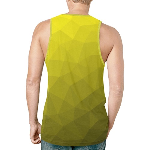 Yellow gradient geometric mesh pattern New All Over Print Tank Top for Men (Model T46)